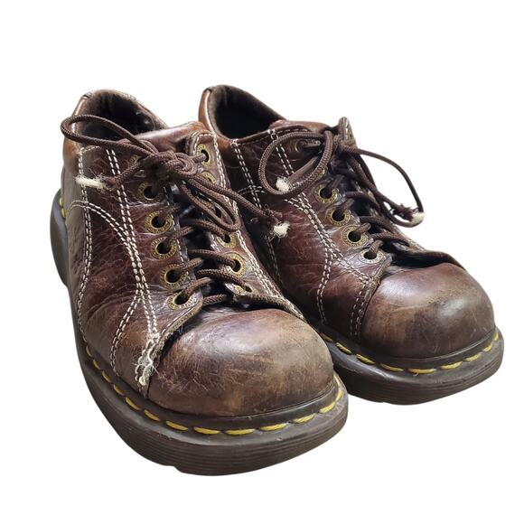 Vintage Dr. Martens Daisy Platform Oxford Shoes Brown Leather - Women's 6 - Picture 6 of 11